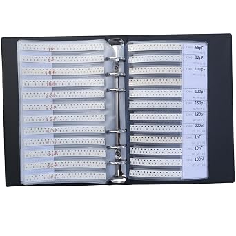 0603 0R-10M & 1pF-2.2uF 1% Resistor and Capacitor Mixed Practical Kit 87 Values SMD Assorted Resistors Capacitor Sample Book Combo Pack Kit