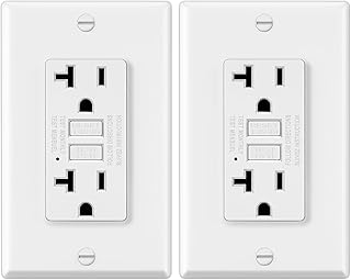 ELECTECK 2 Pack GFCI Outlets 20 Amp, Non-Tamper Resistant, Decor GFI Receptacles with LED Indicator, Ground Fault Circuit Interrupter, Wallplate Included, ETL Listed, White