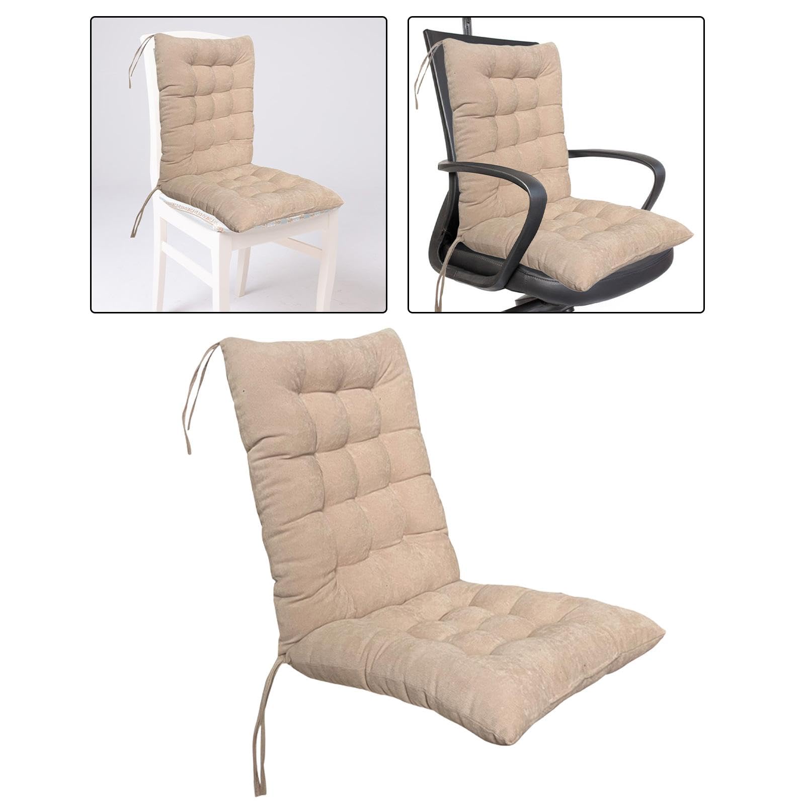 Baoblaze Esszimmerstuhlkissen, Sitzpolster, hohe Rückenlehne, mit Bändern, Stuhlpolster, Schaukelstuhlkissen für Küche, Esszimmer, Bürostuhl, Innenbereich, Kamel