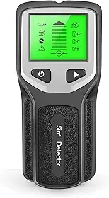 HLW330 Detector de pinos 5 em 1 Scanner de parede Digital portátil profissional multifuncional Detector de parede Cabo de fios vivos Scanner localizador de metal para tubos de água de PVC