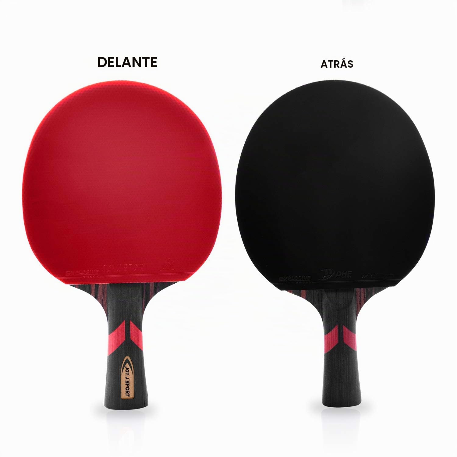 Palas de Ping Pong Profesional, Raqueta Ping Pong ITTF Contrachapado de 9 Capas - Esponja Altamente EláStica -Mango Confortable FL - Goma Aprobada por ITTF -JOYJ