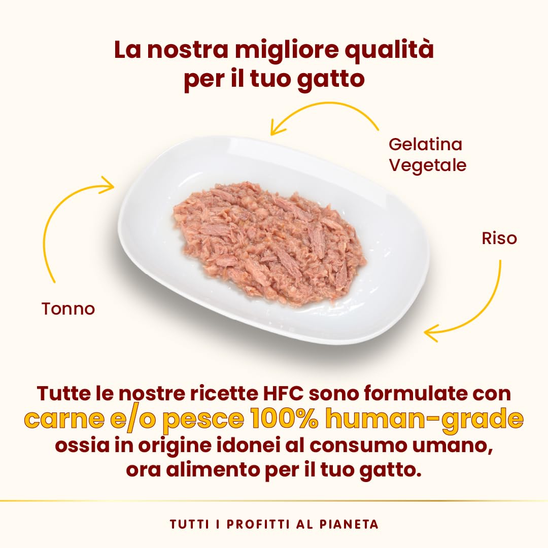 Almo Nature HFC Jelly - Alimento Umido per Gatti Adulti - Tonno - Human-Grade, Gluten-Free, Monoproteico - 55g (Confezione da 24)