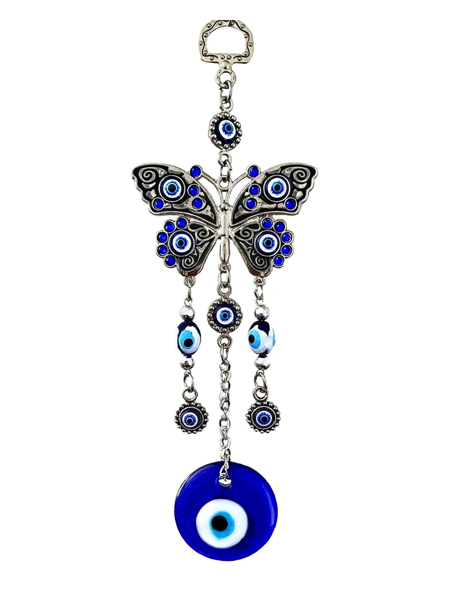 Turkish Blue Evil Eye with Butterfly Hanging Decoration Ornament -003
