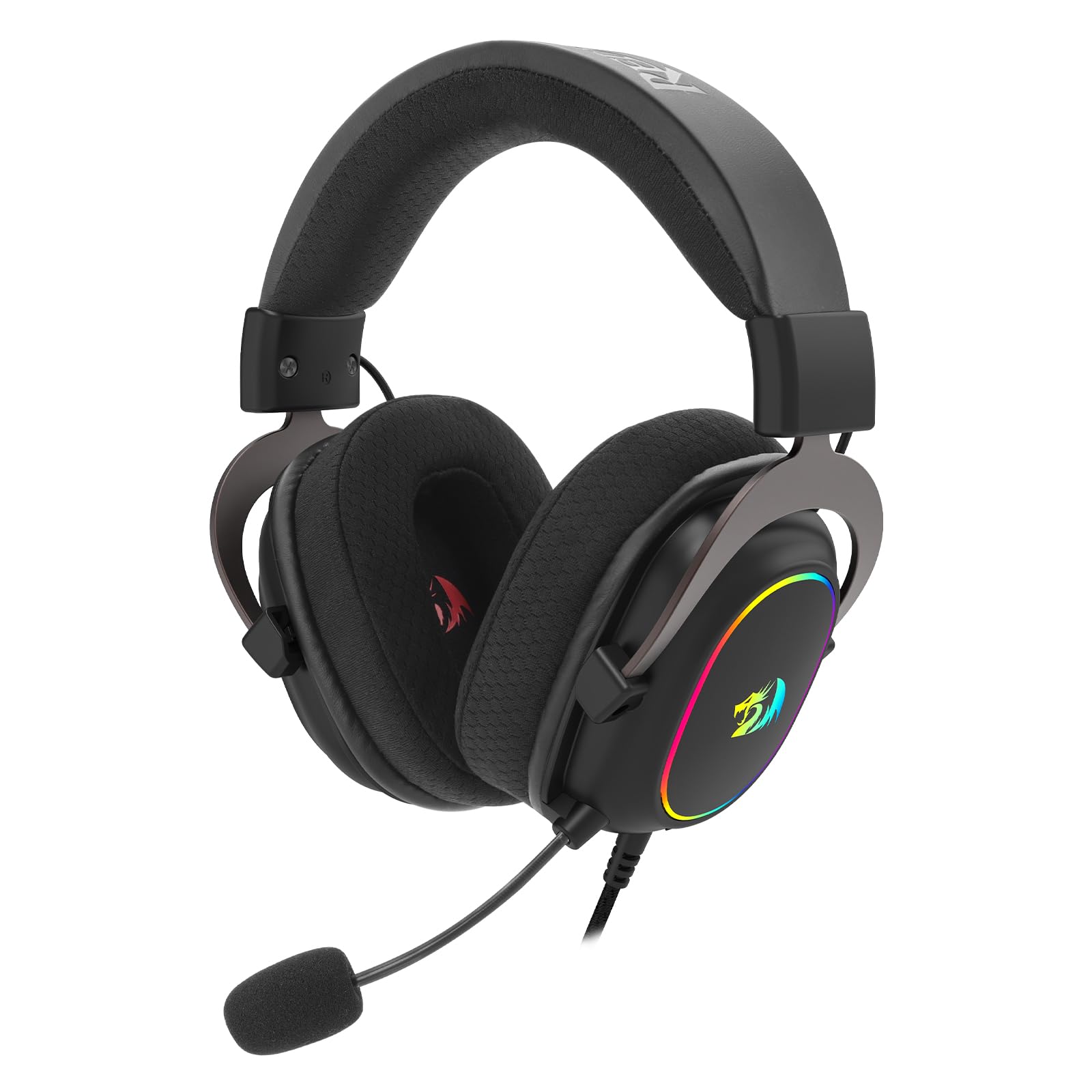Redragon H510 AK RGB Gaming-Headset mit Kabel - 7.1 Surround Sound 53mm Audio-Treiber Memory Foam-Ohrpolstern austauschbarem Gehäuse Multi-Plattform Kopfhörer USB-betrieben für PC/PS4/NS