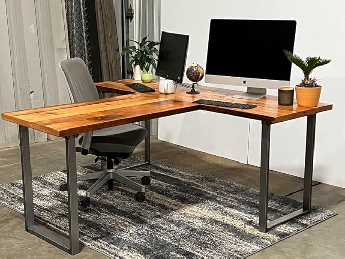 Two Piece TShaped Desk. Reclaimed Wood Desk. Wood and