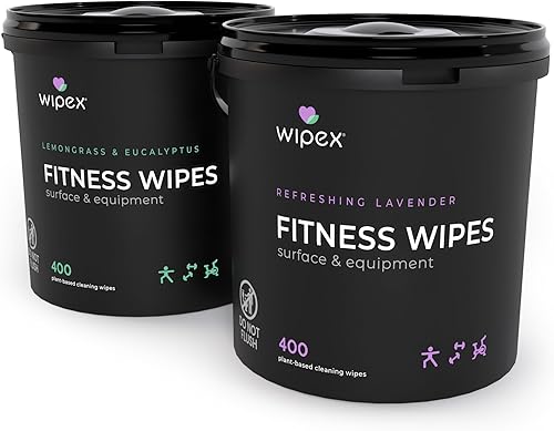 Wipex Paquete de toallitas de gimnasio para equipos: obtén 2 cubos (1) lavanda y (1) toallitas para equipos de fitness a base de plantas de