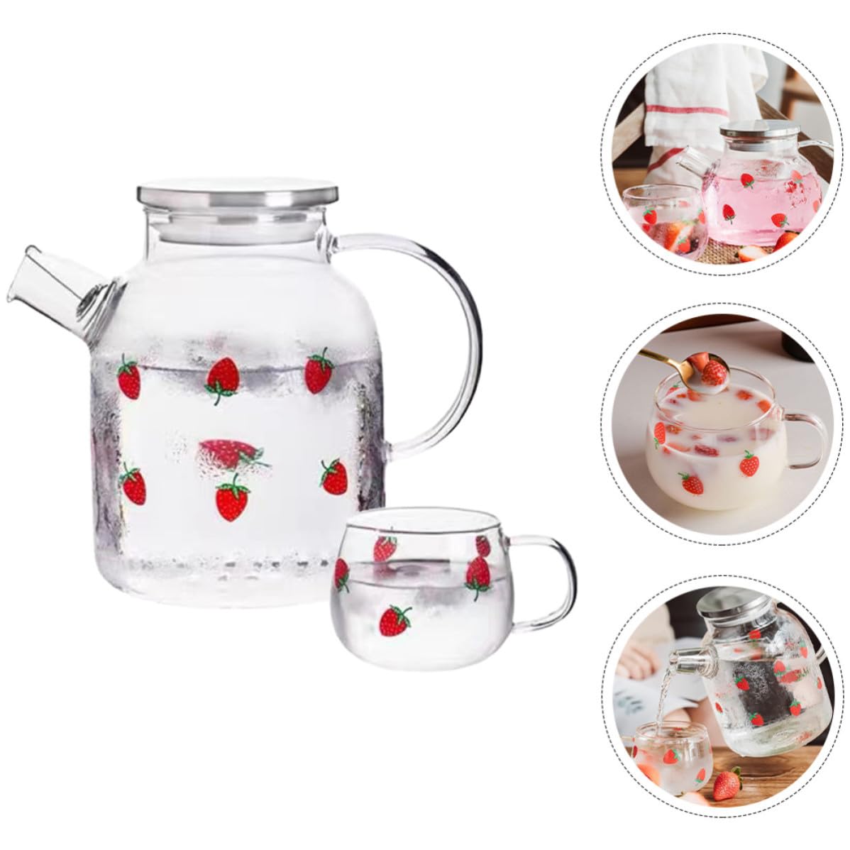 Jarra de Vidrio para Agua 1 Juego 1,6 L con Vertedor