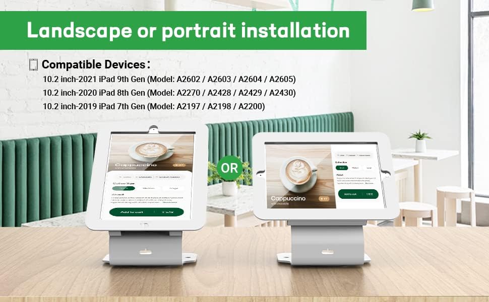 Miniatura 3 de Kiosk POS - Soporte para tablet compatible con iPad de 10.2 pulgadas 7 8 9 generación, soporte de escritorio de negocios con base giratoria de 360,
