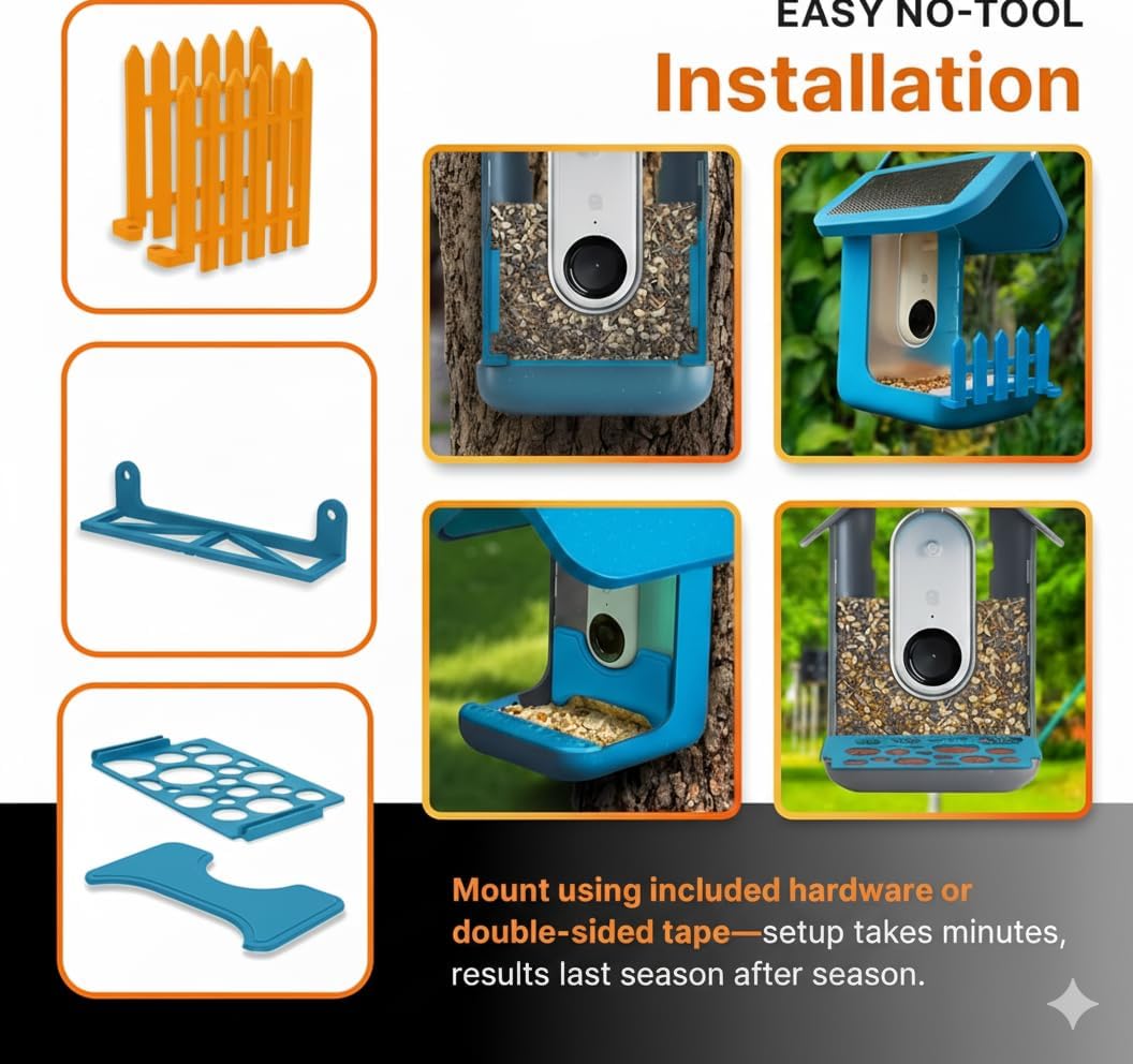 SplashNColor Double Arch Set Compatible with Bird Buddy – Outdoor Perch for Feeding Multiple Birds - Bird Buddy Accessories - Durable, Weatherproof Feeders for Outdoors - Bluebird Blue (Bundle)