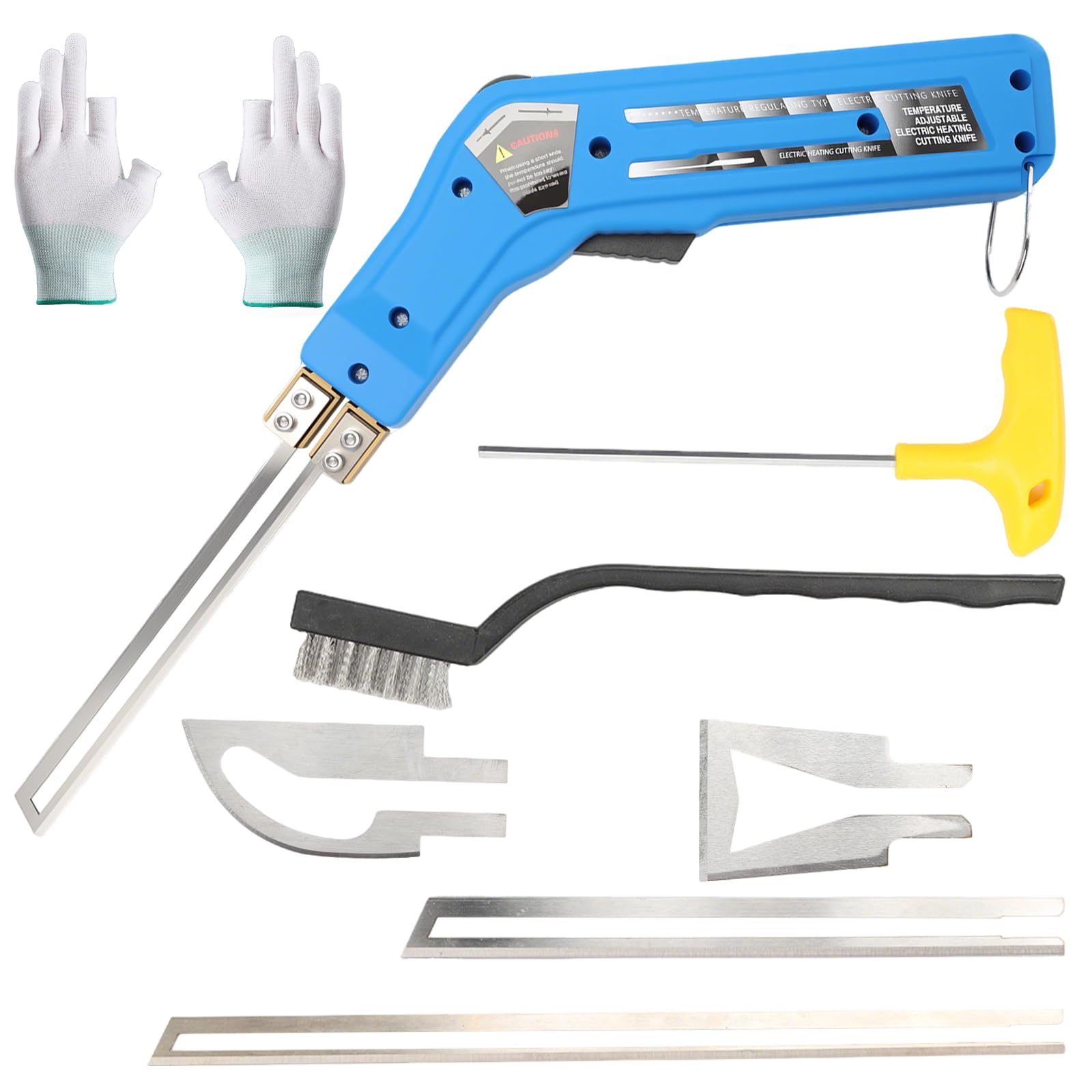 Qivine Coupe Polystyrène Electrique, 220 V Coupe Polystyrène Fil Chaud 50~600 ℃, Découpe Polystyrène avec 4 Lames, avec Système de Refroidissement, pour EPS KT EVA PU Caoutchouc Tissu