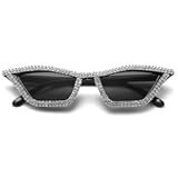 Cat Eye Sunglasses for Women Sparkling Rhinestone Sunglasses Trendy Retro Diamond Glasses UV400 Protection