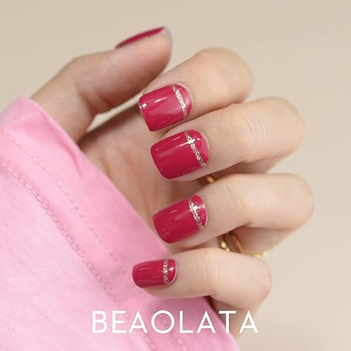 Miniatura 9 de Beaolata Tiras de esmalte de uñas, 32 envolturas de uñas, calcomanías de uñas, tiras de uñas de gel, fáciles de aplicar y quitar, de larga duración,