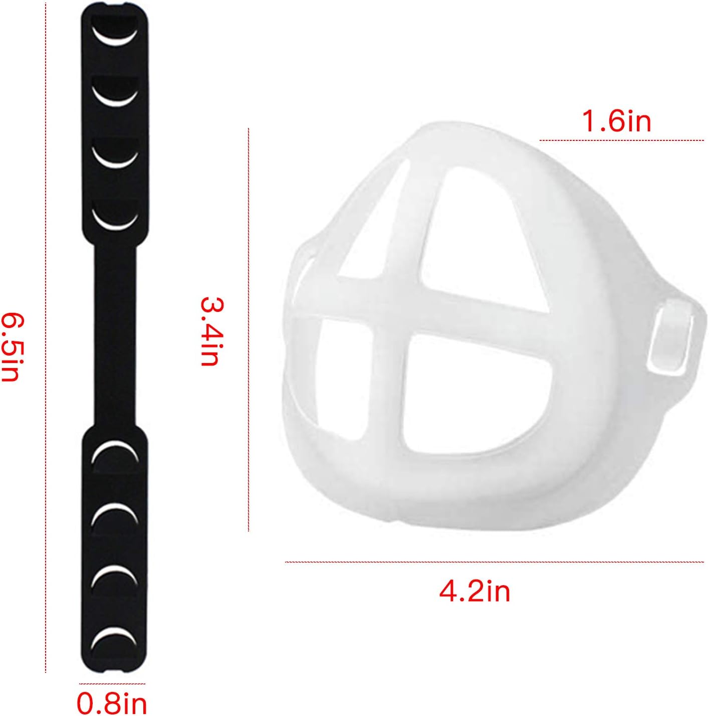 10 Pcs 3D Silicone Face Bracket for Mask Internal Frame with Mask Strap Extender, Internal Support Increasing Breath Space, Avoid Touching Nose and Mouth, Protect Lipstick