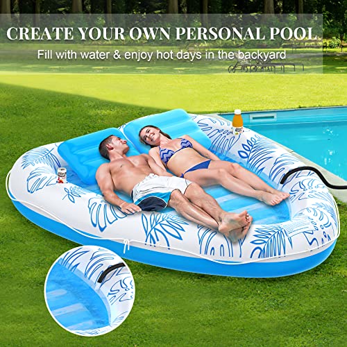 Bloranda Large Pool Floats For Adults - Heart-Shaped Inflatable Tanning Pool Lounger Float | Inflatable Pool For Adults, Tanning Bed Mat Pad Beach Pool Party Toys For Adults Kids 87X67’’ #TOP5