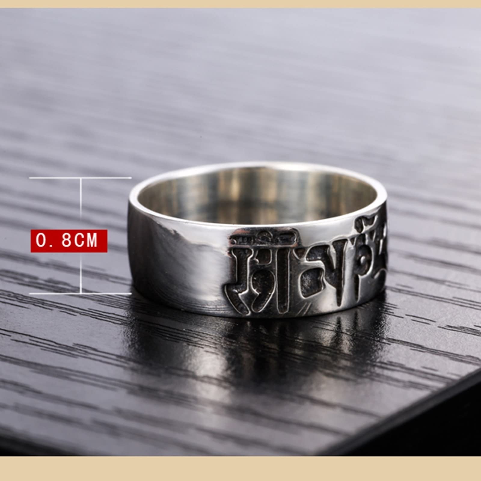 Anillo de compromiso 925, anillo de compromiso para hombre, anillo budista de plata grabado con mantra