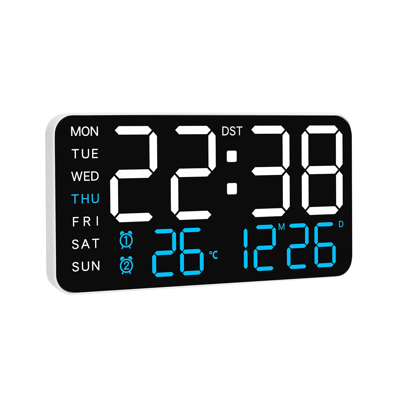 KCKJ Large Digital Alarm Clock for Bedroom & Home - with Temperature, Date and Weekday Display, Adjustable Brightness & Volume, Dual Use for Desk or Wall Mount-image-5