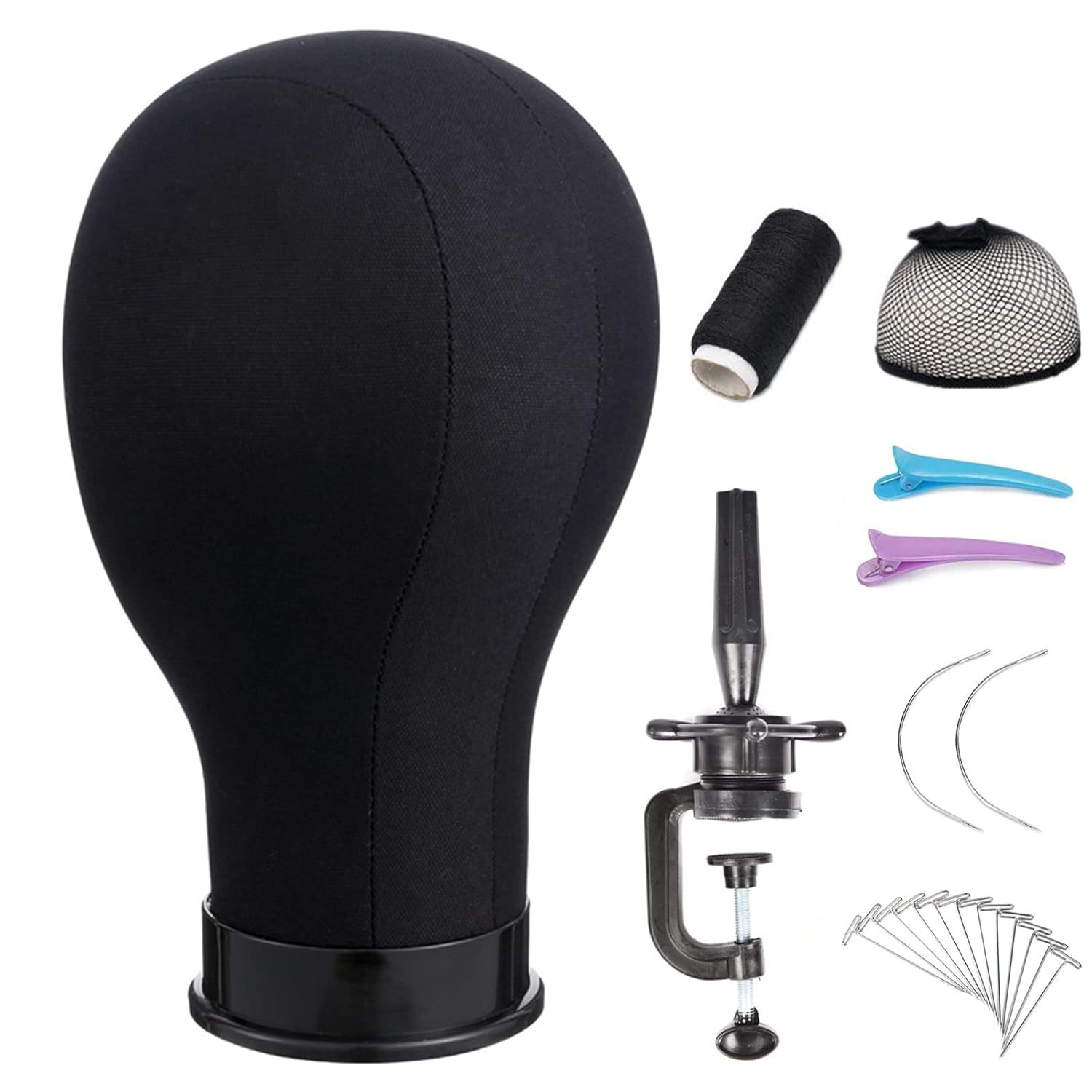 Wig Head 22Inch Canvas Block Head Wig Stand with Mannequin Head for Making Wigs Display Styling