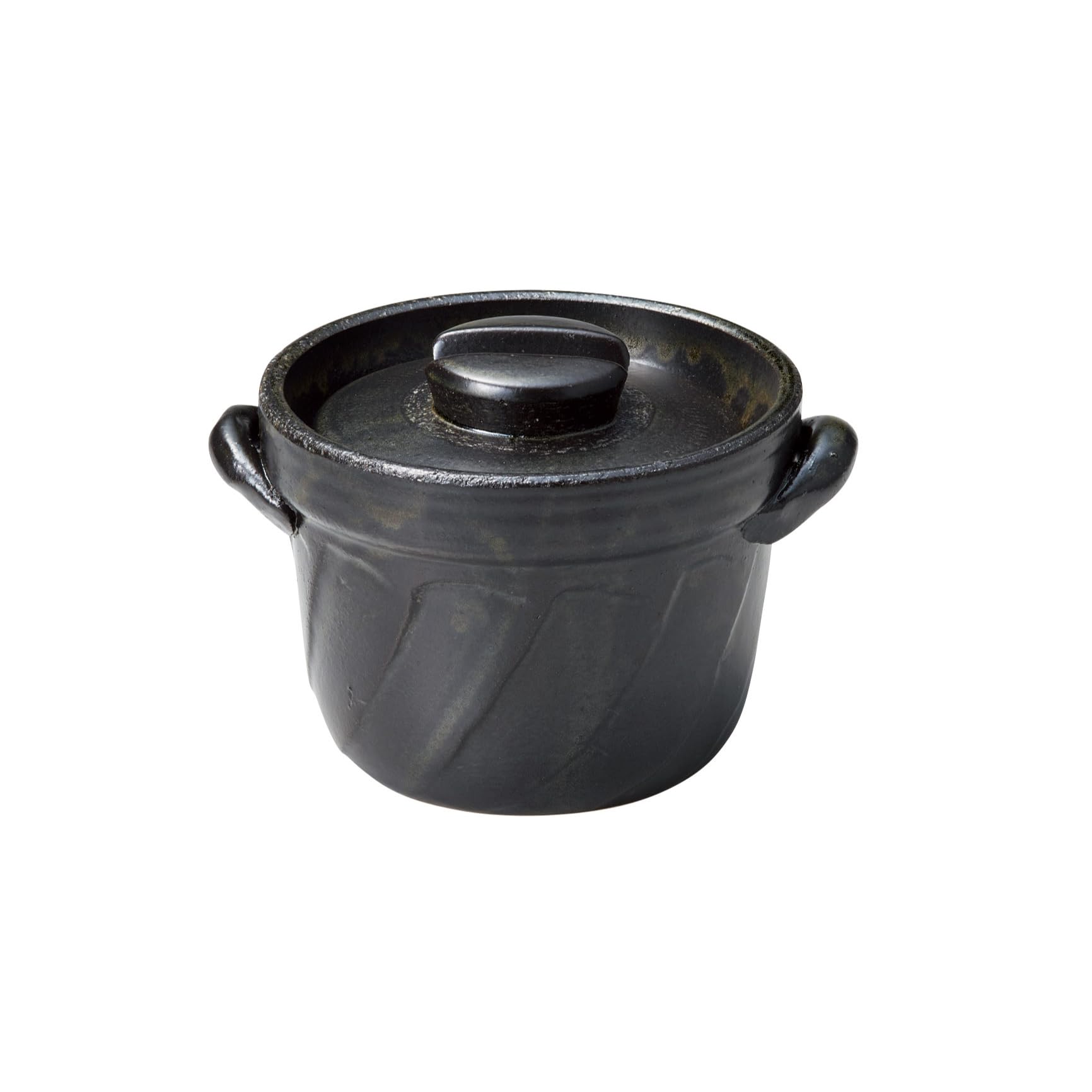 Banko Ware Santo Rice Pot Donabe 1 Cup Black Glaze Direct Fire Made in Japan