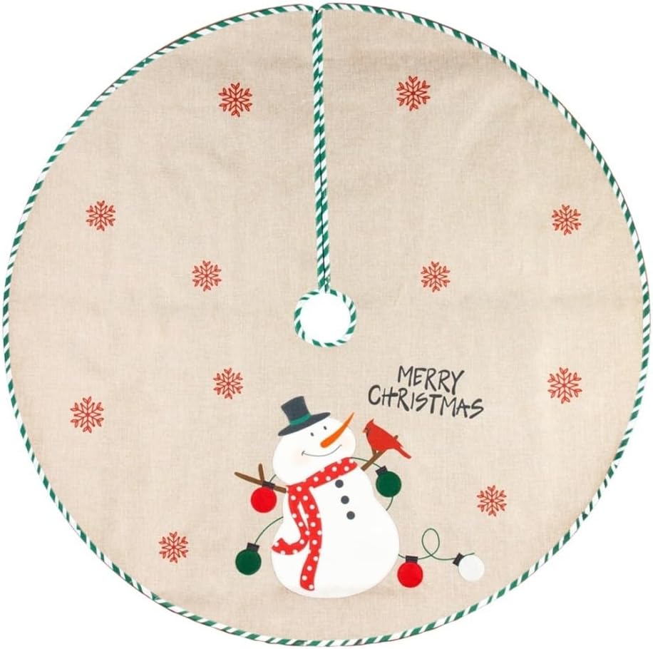 Tree Skirt Christmas Christmas Tree Skirt Decoration Snowman Old Man Linen Embroidery Decoration Tree Apron Christmas Tree Skirt Christmas Tree Skirts(A)