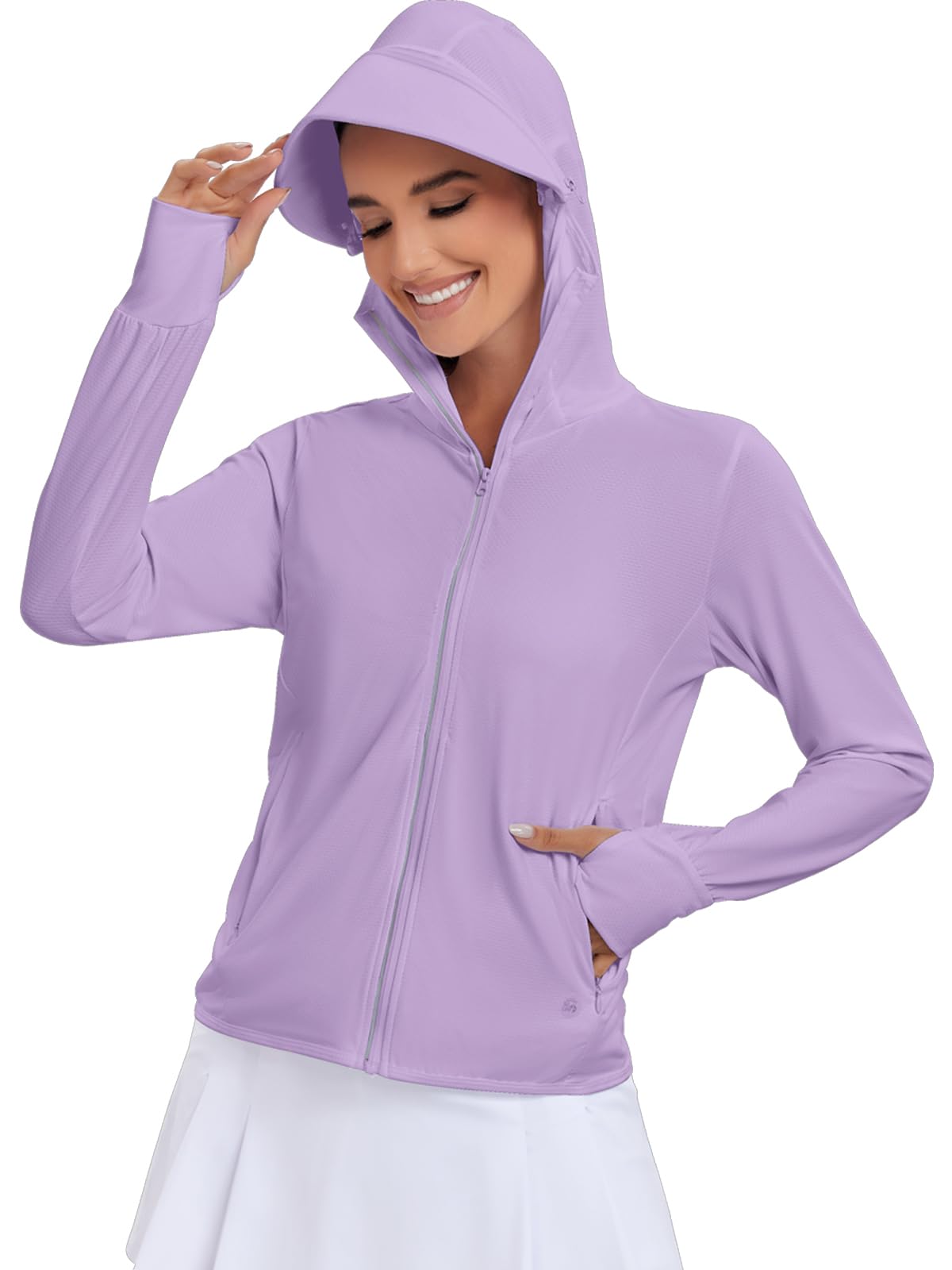 VUTRU Sweat à capuche avec protection solaire UPF 50+ pour femme - Léger à manches longues - Avec poche