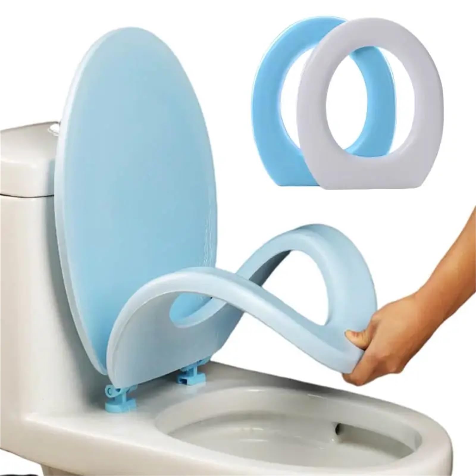Tapa WC Asiento de Inodoro Ligero y Suave, Funda de Inodoro, Almohadilla Impermeable for Asiento de Inodoro, Almohadilla Impermeable y extraíble for Asiento de Inodoro, for el hogar(Blue)