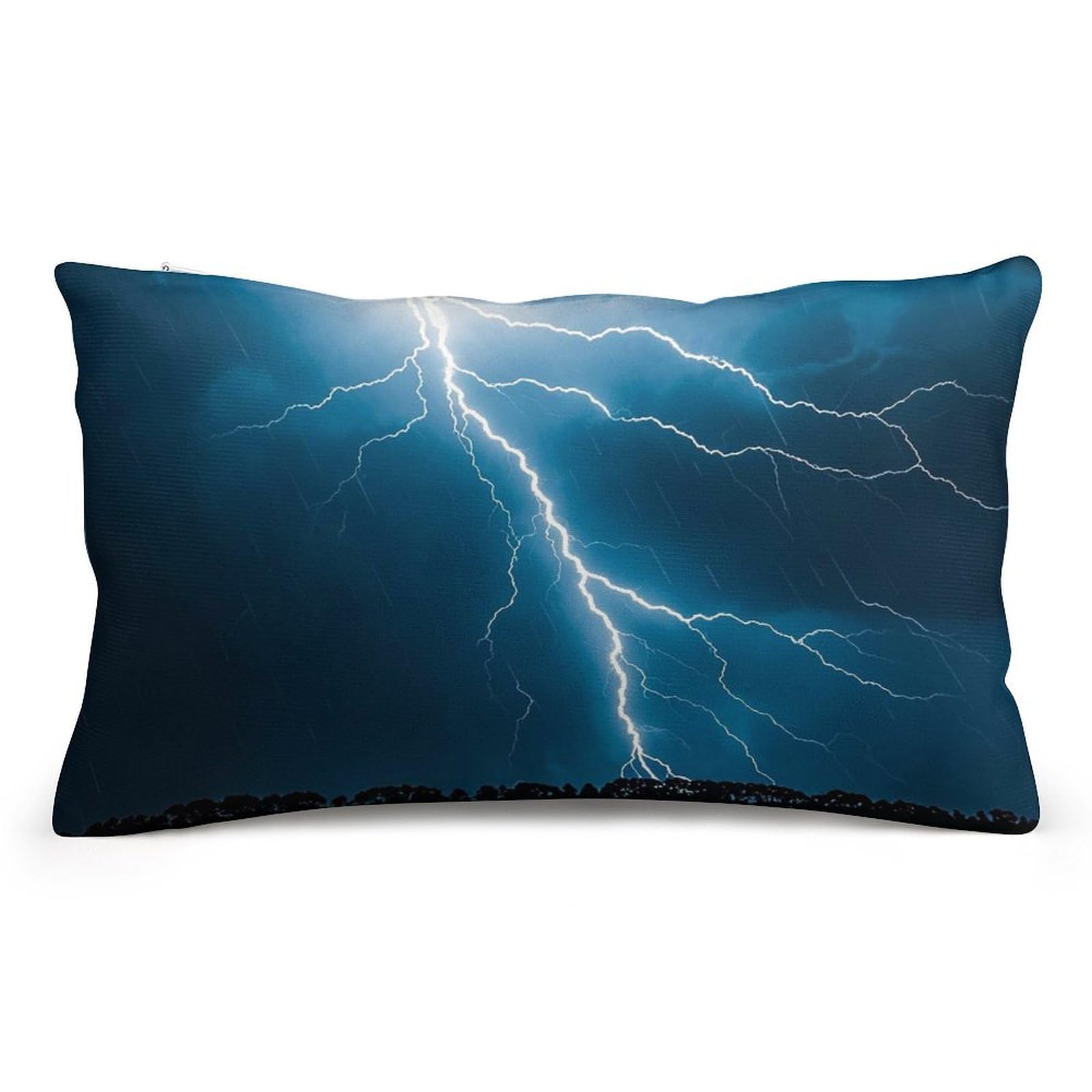 Decorative Throw Pillow Covers 8x12 Short Plush Lightning Strikes Thunderstorms Body Pillowcase Cushion Cases with Invisible Zipper Rectangle Lumbar Pillow Shells for Sofa Couch Chair Bed Home Decor