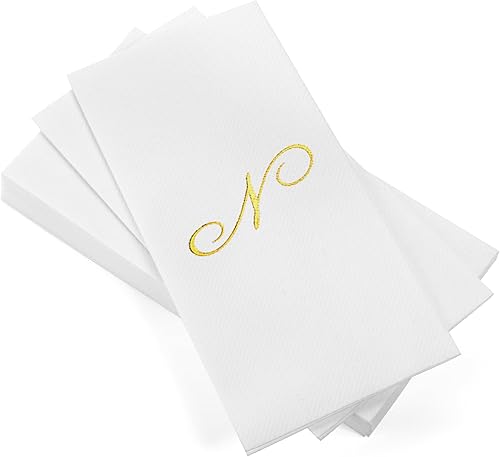 Miniatura 20 de AMERICAN HOMESTEAD - Toallas de mano desechables – Servilletas de invitados con monograma de lámina dorada – Toallas de papel de baño similares al