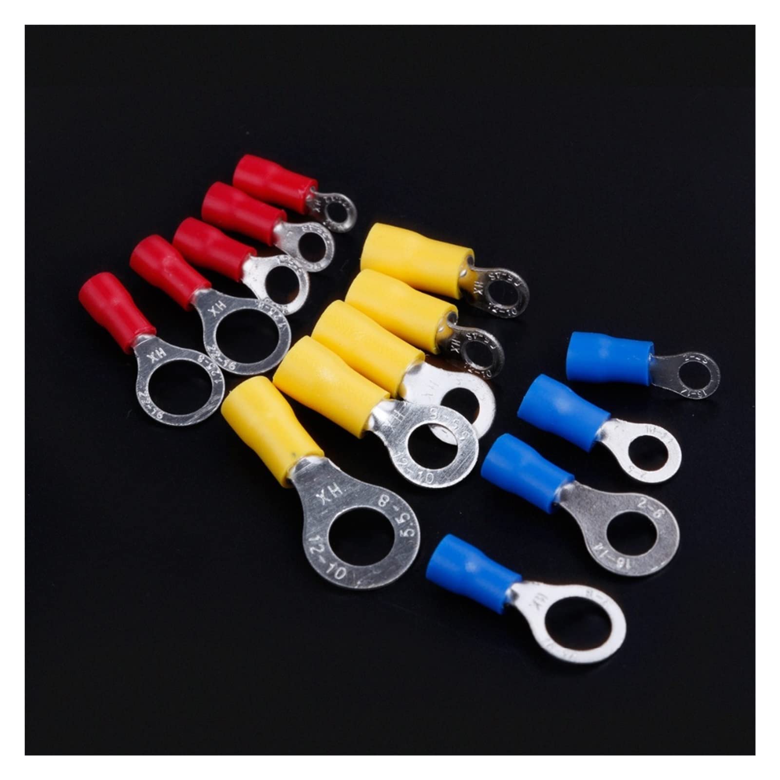 lindawang Lin 650 unids Surtido Anillo Aislado Crimp Terminal Terminal Conector Electricer Conector Set Rojo Azul Amarillo Going