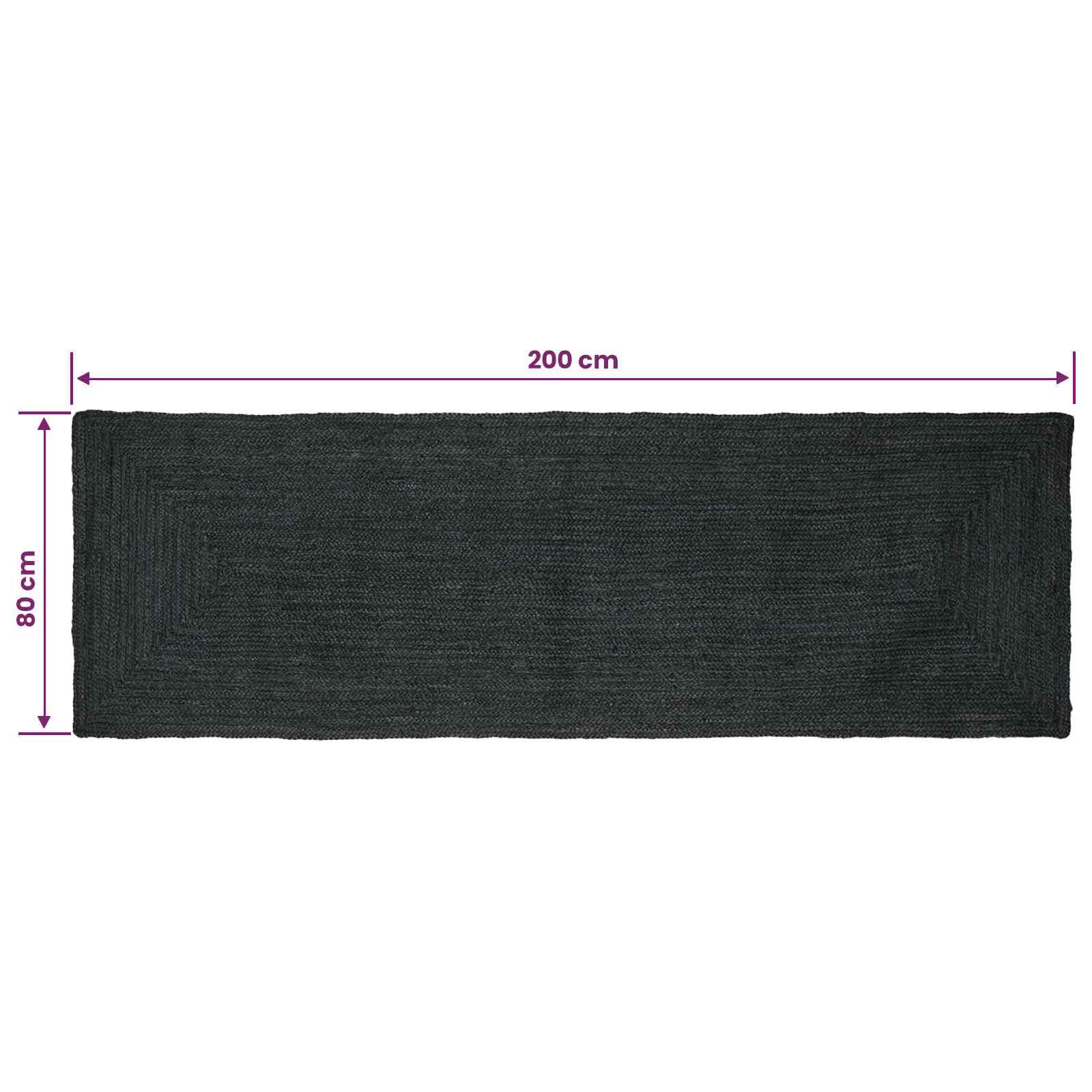 Dywan obszarowy ciemnoszary 80 x 200 cm ręcznie wykonany z juty