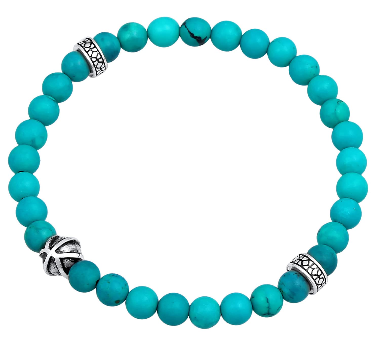 Kuzzoi Herren Armband mit Howlith Stein Perlen (türkis) Beads | Chakra Yogaarmband Energiearmband Länge 19-23 cm elastisch
