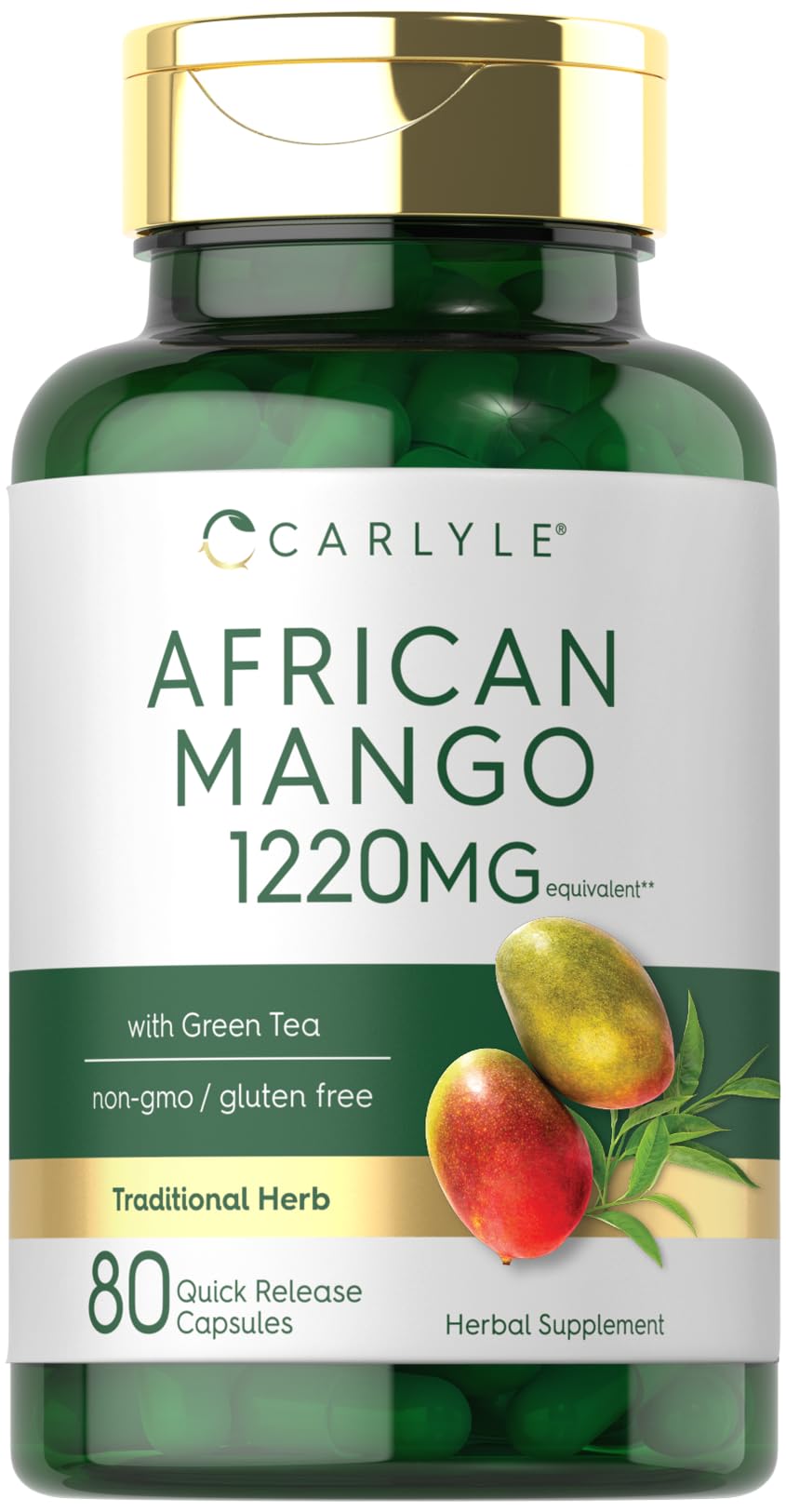 Carlyle African Mango Supplement 1220mg | 80 Capsules | with Green Tea Extract | Non-GMO, Gluten Free