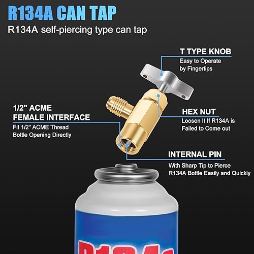 Miniatura 7 de JIFETOR Juego de manómetros de 3 vías de CA, herramienta de carga de freón de diagnóstico HVAC para refrigerante R12 R22 R404A R134A, con manguera