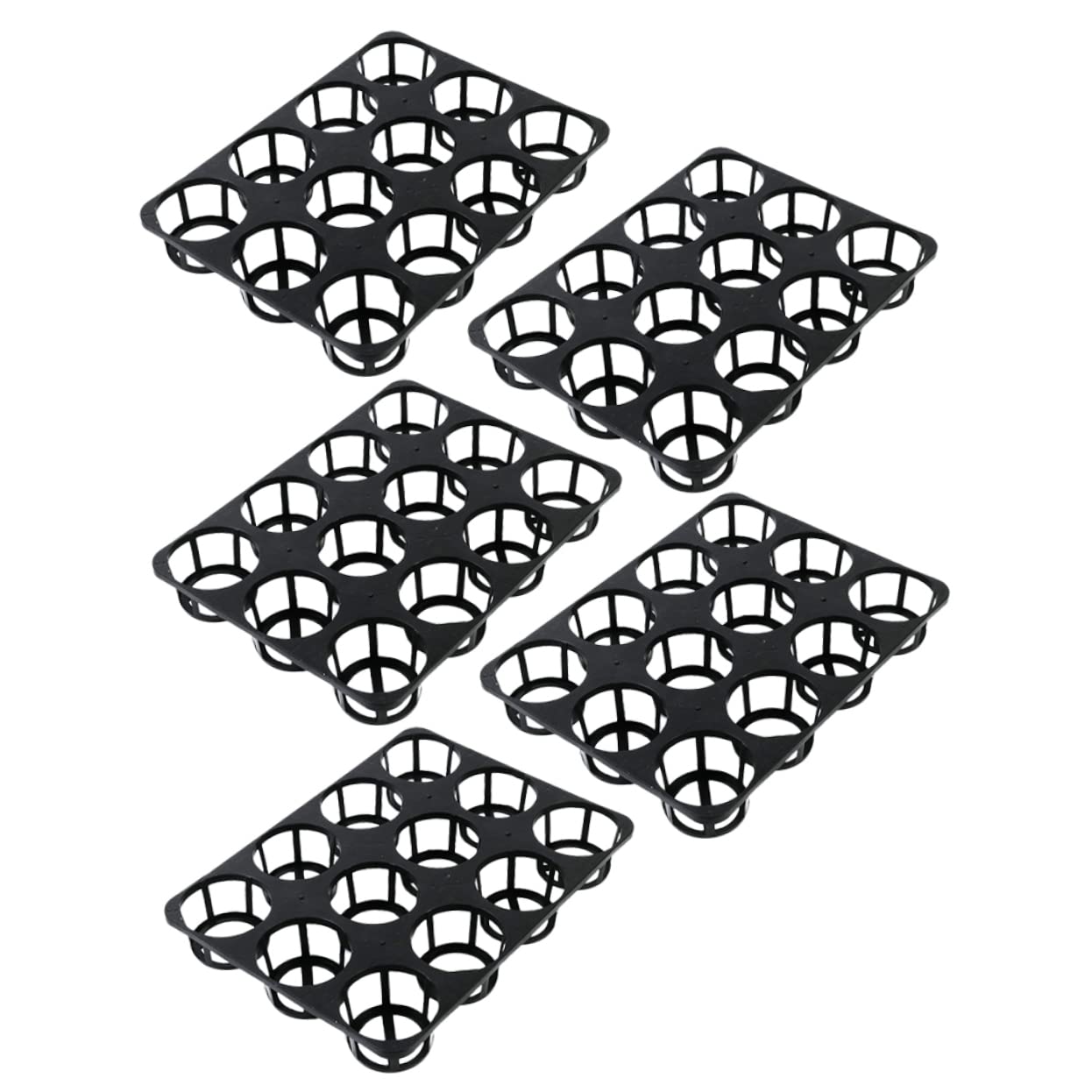 Pot pour le support de plantation rond en plastique noir perforé HEMOTON x5