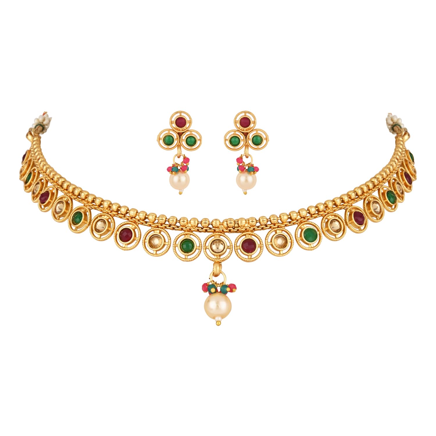 I Jewels Traditional Gold Plated Round Design Choker Necklace Jewellery Set For Women/Girls (MC177QG) (B0D5V9R892) Amazon Price History, Amazon Price Tracker