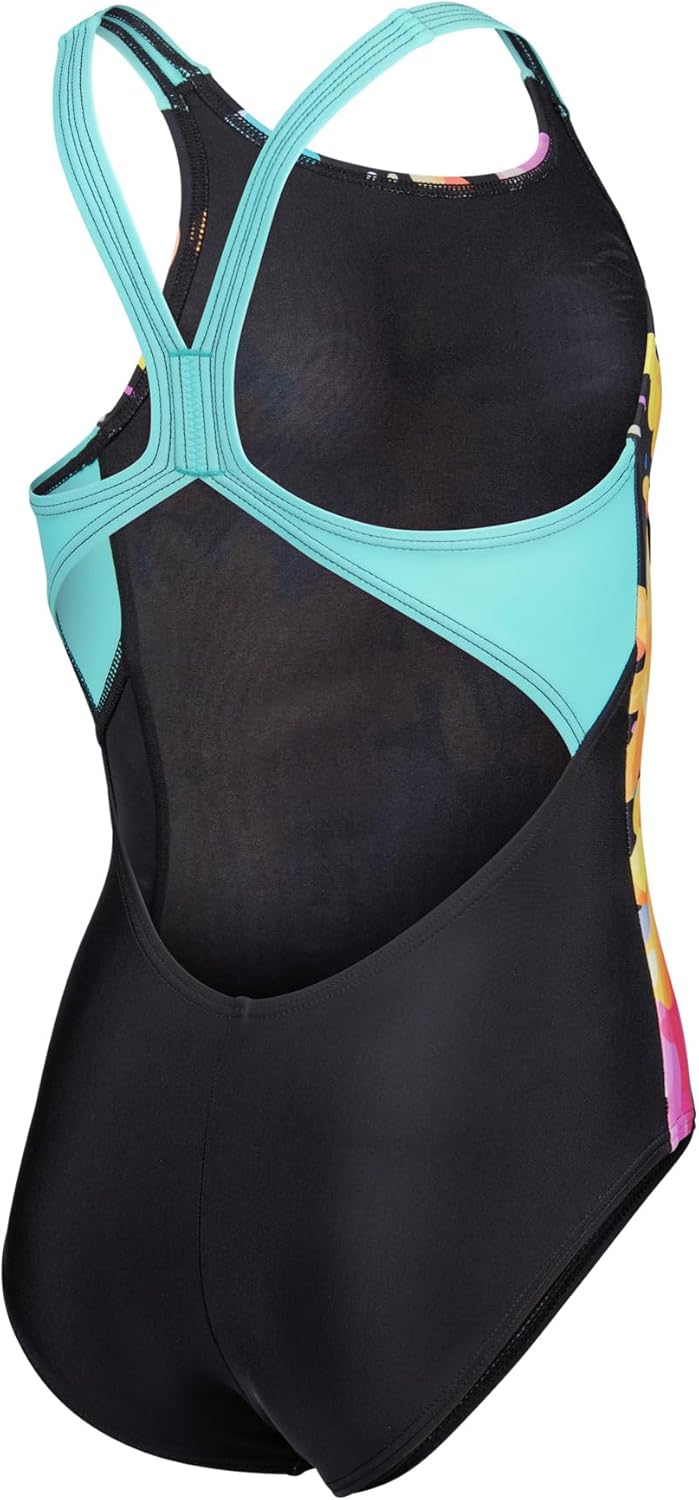 Arena Girls' Feel Painting V-Back Swimsuit Wide Straps Ergonomic One Piece Bathing Suit