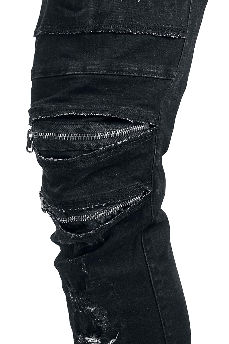 Rock Rebel by EMP Herren Schwarze Slim Fit Destroyed-Jeans im 5-Pocket-Style