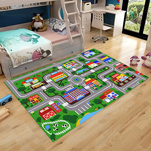 センターラグ 大きいサイズ 80*160cm ラグ カーペット マット 夏カーペット 道路柄 CARPET プレイマット 男の子 子供 リビング kids ノンスリップ デスク ベビー 大判 キッズ ロードマップ カラー デスクマット 絨毯 かわいい 可愛
