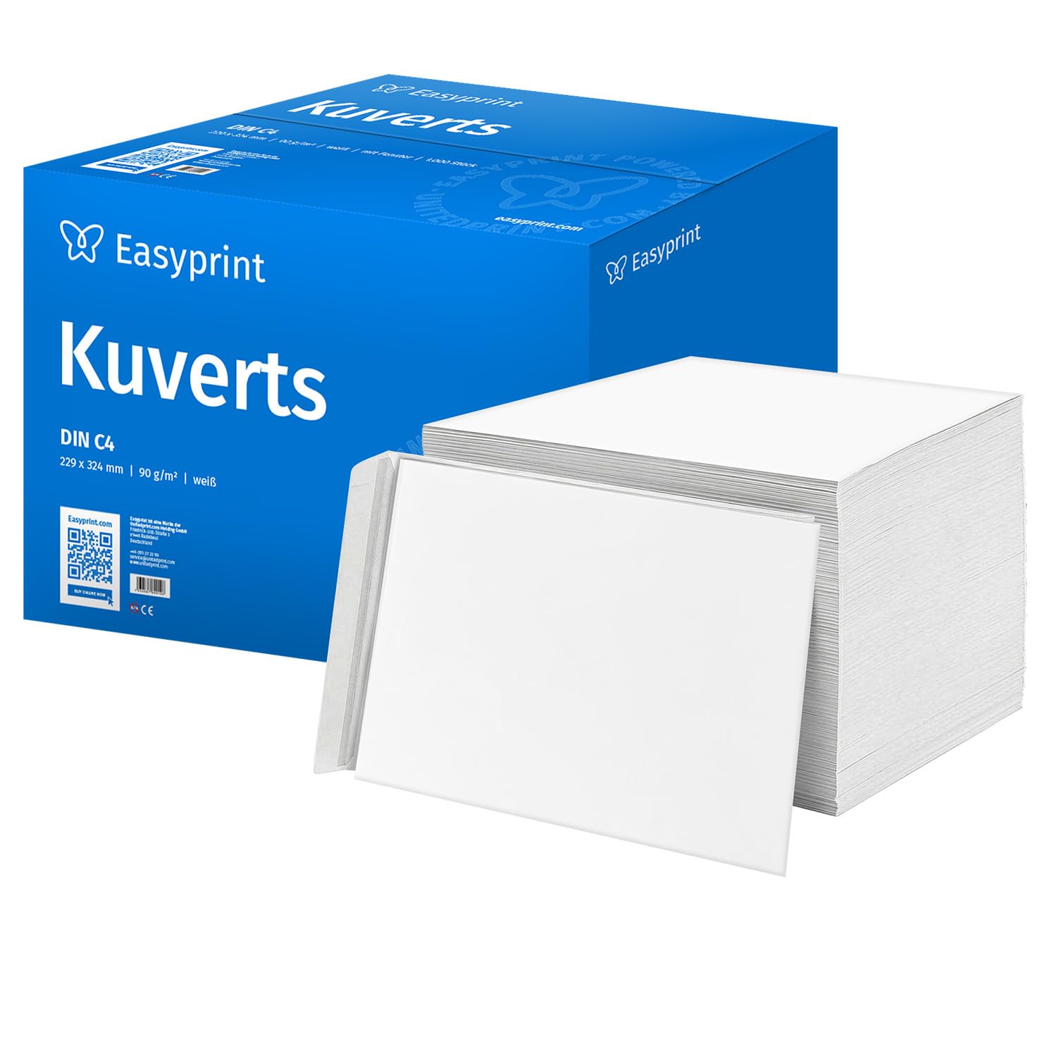 NEU: Easyprint Briefumschläge ohne Fenster, DIN C4, unbedruckt, 750 Stück