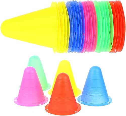 Alasum 30pcs Colorful Hollowed Skating Marker Cones with Flat Bottom for Agility Training Portable Lightweight Sports Cones for Soccer Roller
