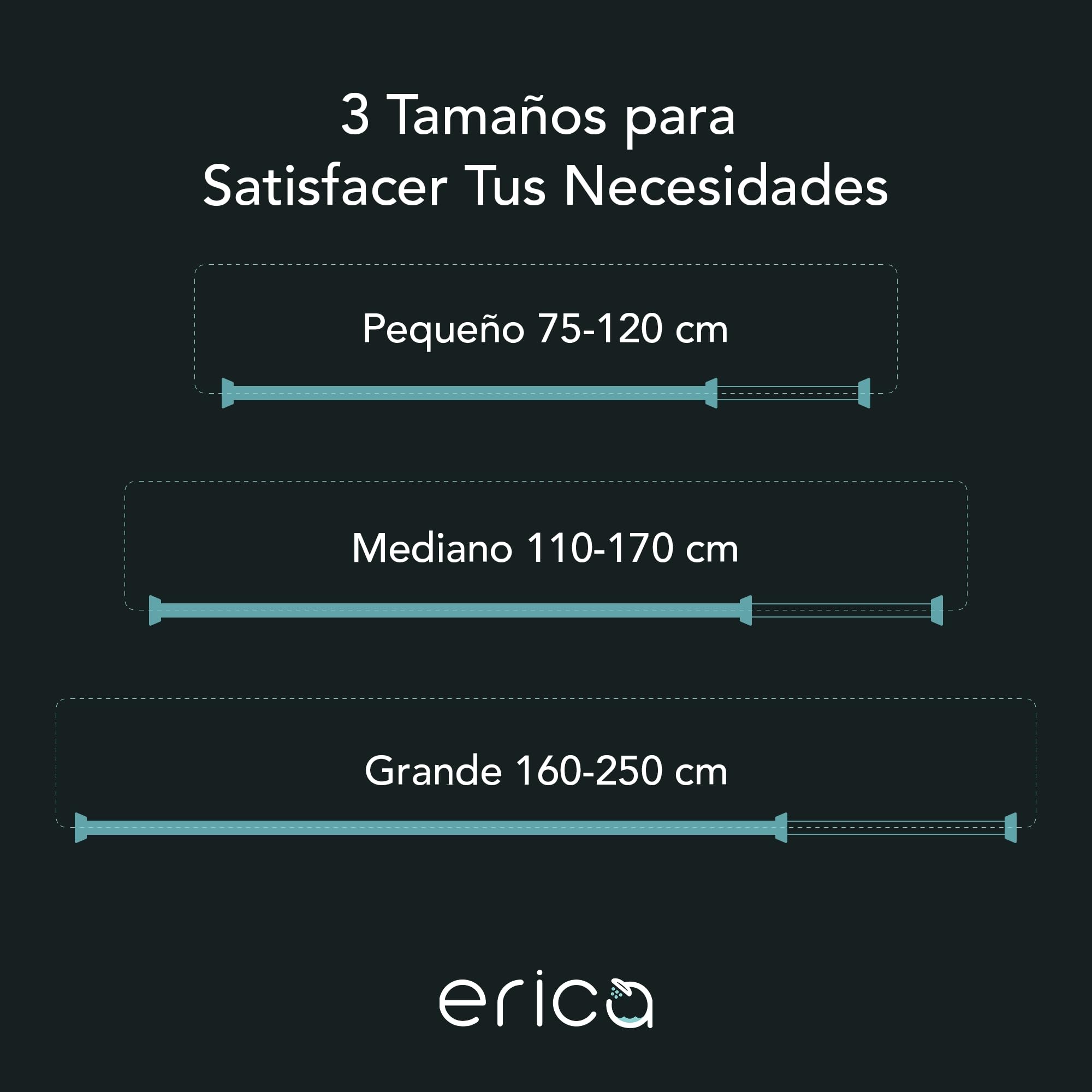 Erica Barra Telescópica para Cortina de Ducha sin Taladrar 165-250cm Blanca