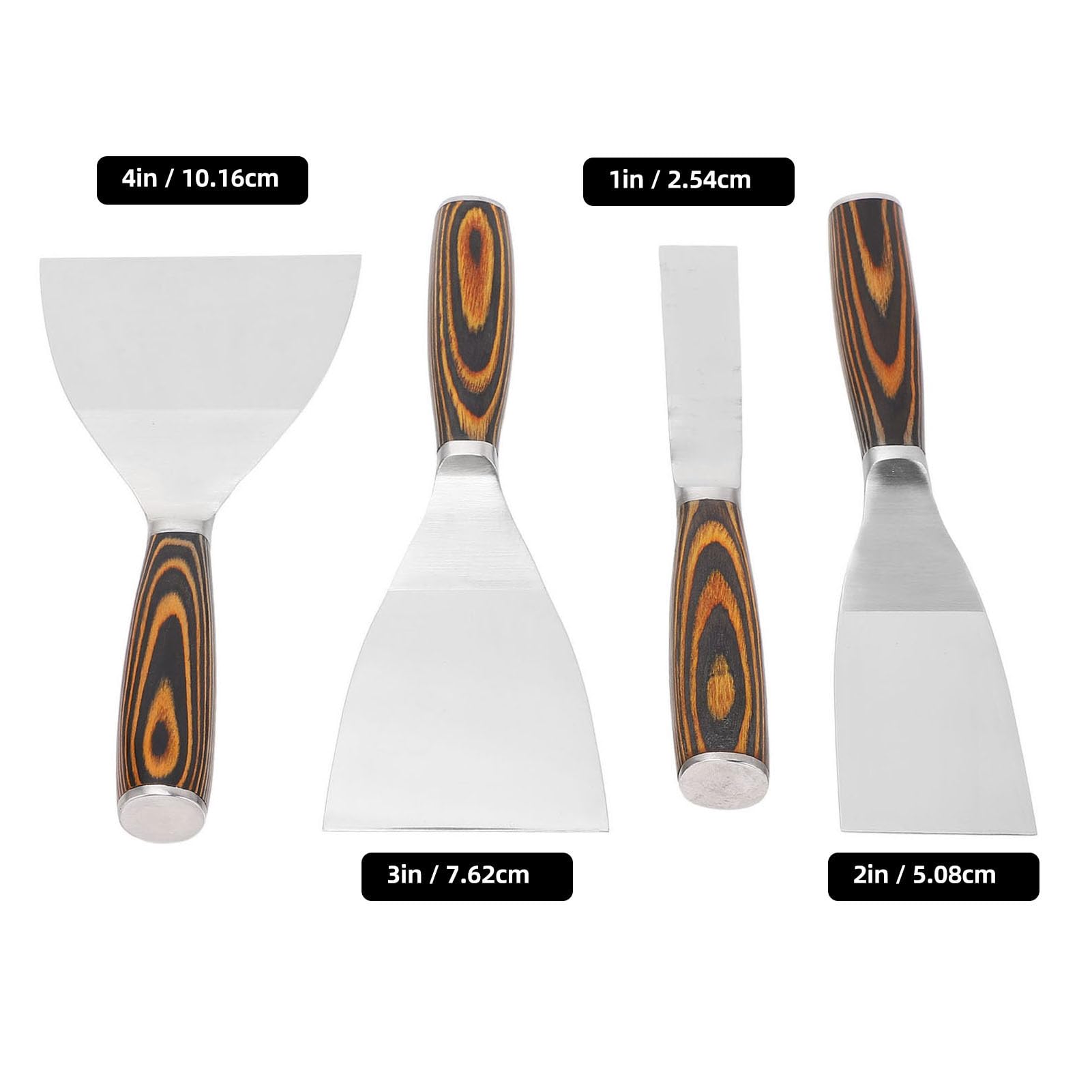 Set di 4 Coltelli per Stucco, Set di Coltelli per Cartongesso Strumento Raschietto per Cartongesso, Coltelli per Stucco in Acciaio Inossidabile Spackle Knife Raschietto per