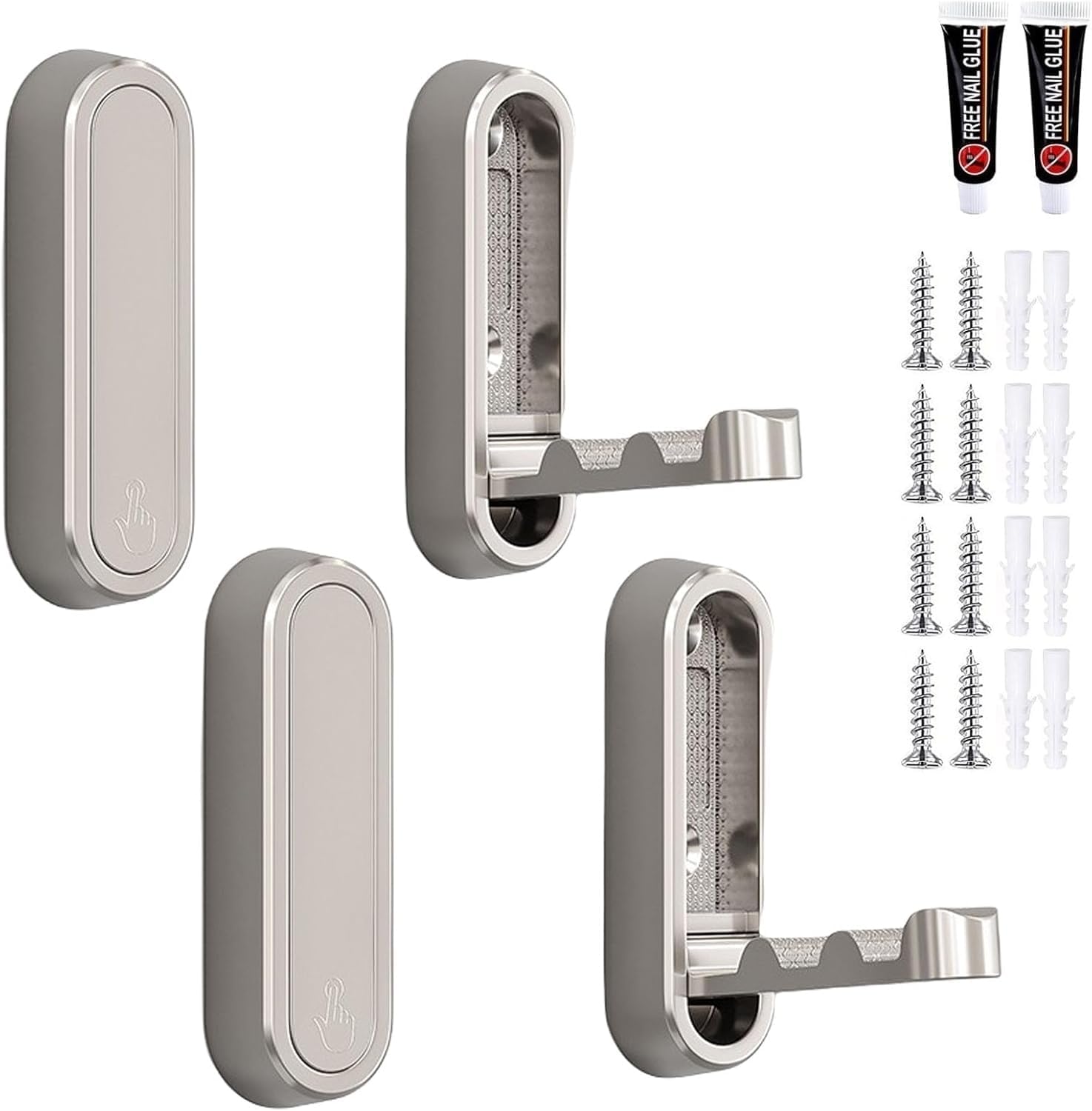 PAQWTYB Hooks, 4 Pack Zinc Alloy Invisible Hanger Hook Metal Foldable Coat