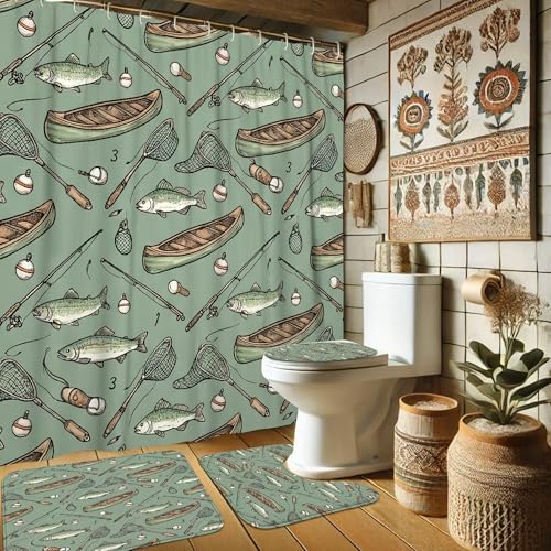Rideau de douche poisson imperméable pour éviter les éclaboussures sur le sol de la douche - 2