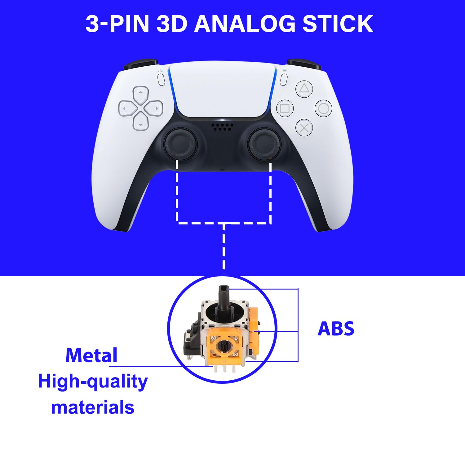 TILONKJ 4Pcs Módulos de Joystick de Efecto Hall Anti-Drift para Mando de PlayStation 5 (PS5) con Sensor Analógico 3D, Fundas de Pulsadores y Juego Completo de Herramientas de Instalación
