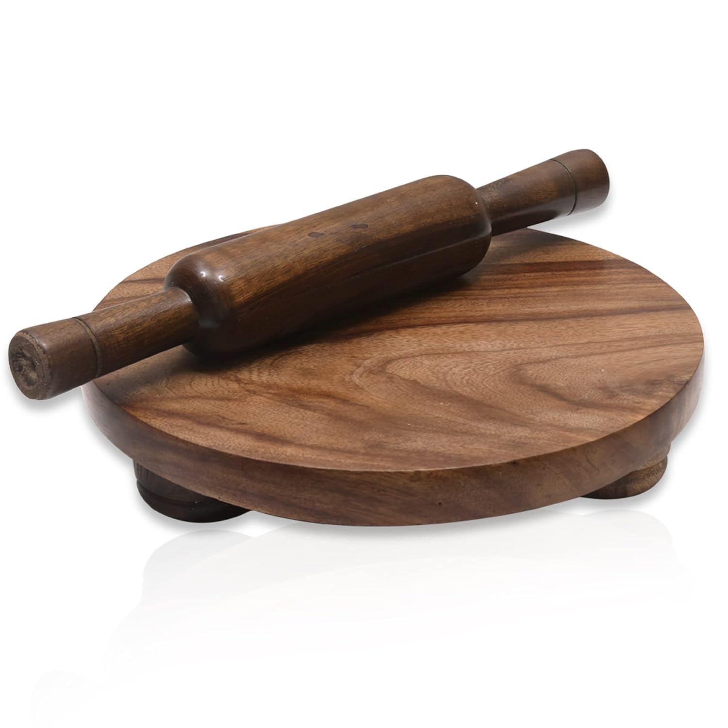 Wood Chakla Belan Set, 25.4 cm Rolling Board and 30.5 cm Rolling Pin for Roti, Chapati, Kitchen Use, Roti Maker, Chapati Board, Natural Finish, Eco-Friendly, Durable & Easy to Clean