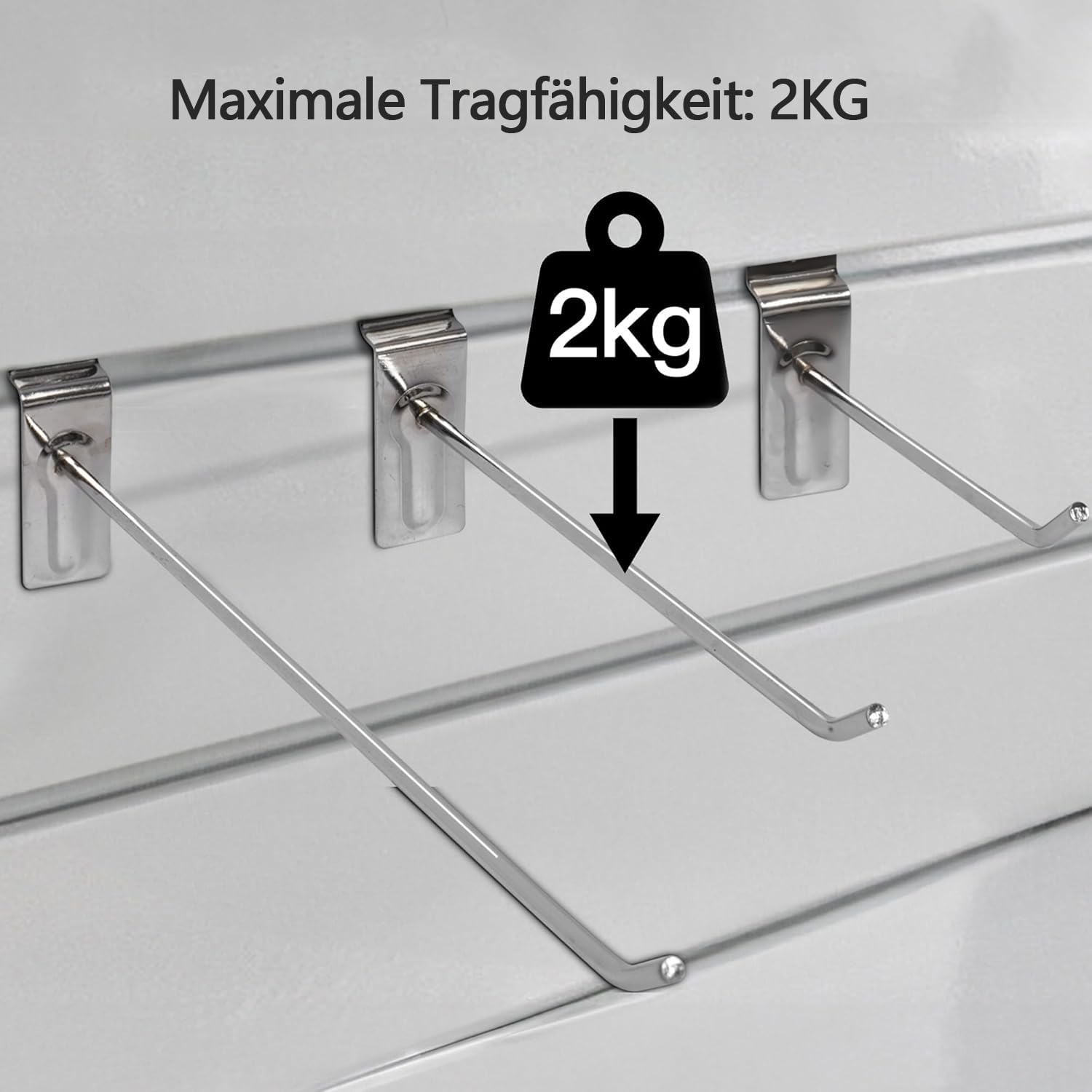 uyoyous Ganci per display da parete Slatwall Hake 15 cm, 100 pezzi Pegboard Slatwall, ganci da parete per attrezzi, ganci da parete per pareti lamellari, ganci in metallo per negozi, garage Retail