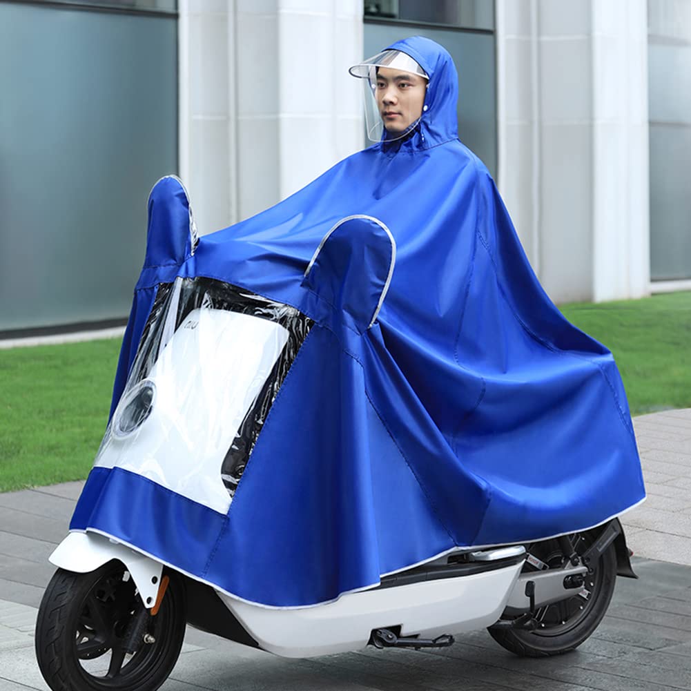 KFGISD, Coat Mobility Scooter Motorcycle Raincoat Rain Cover Poncho Rainwear with Visor,Raincoats(Blue,Single 5XL)