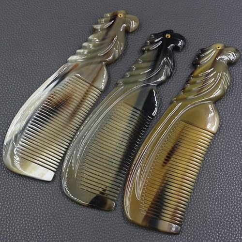 Honglays Natural Buffalo Horn Comb Parrot Engraved Horn Comb Anti-Static Comb Brush Hair Massage Comb (Parrot Comb) #TOP7