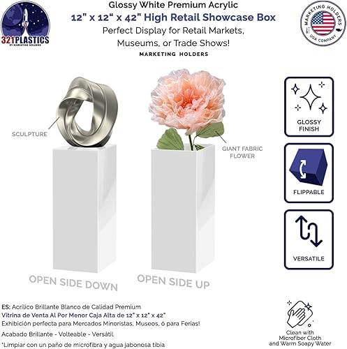 Miniatura 93 de Marketing Holder - Cubo de exhibición alto de 12 x 12 x 42 pulgadas, soporte de escultura artística de plexiglás acrílico, columna elevadora hueca