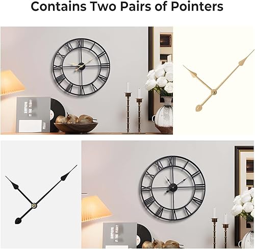 Miniatura 3 de Vantic Reloj de pared grande de 32 pulgadas, reloj de pared de metal de gran tamaño con número romano para decoración de sala de estar, dormitorio y